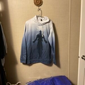 Men's Blue Ombre Hoodie with Graphic Design
